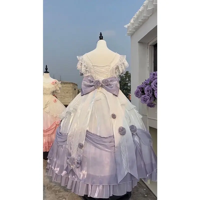 Tana Manor Gradient Purple Classical Element Lolita Dress 3D Rose Super Immortal Pengpeng Princess Dress