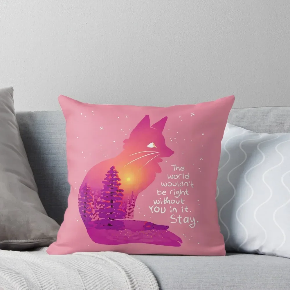 The World Wouldn't Be Right Without You Snowy Sunset Fox Throw Pillow Ornamental Pillow Pillow