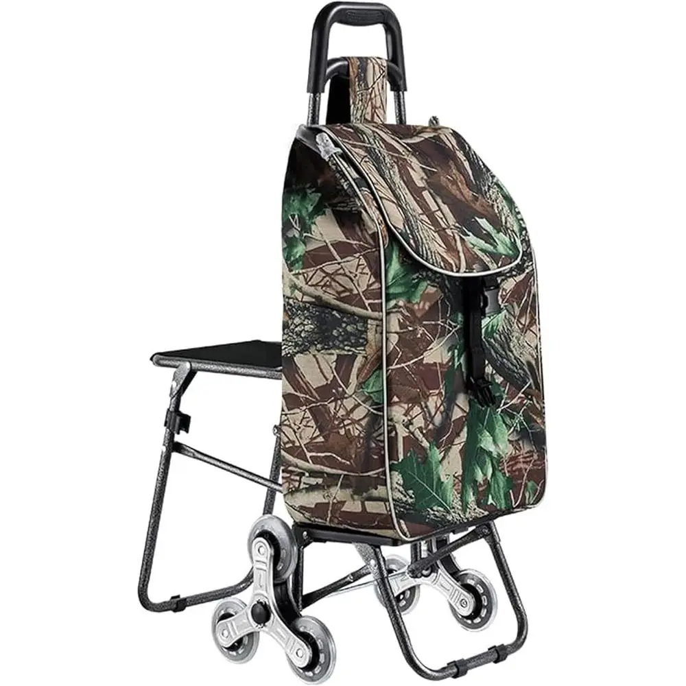 

Складная тележка для покупок с сиденьем, для подъема по лестнице, портативная ручная тележка, хозяйственная сумка на колесах для удобного хранения