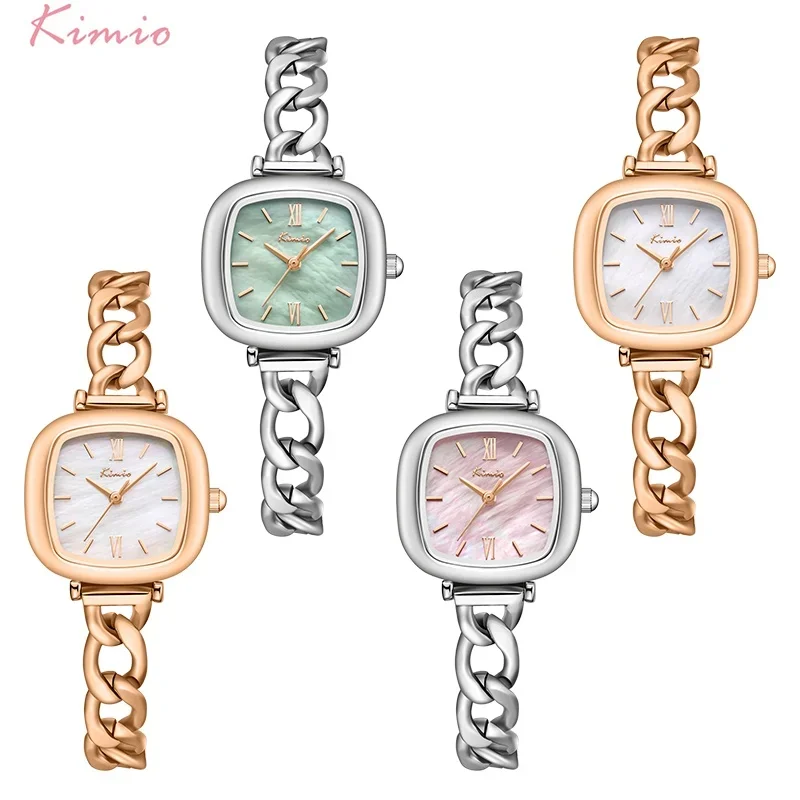 Kimio Brand Women Watch Simple Love Series Quartz WristWatch Alloy and Real Leather Band Fritillary Dial Special Delicate Gifts