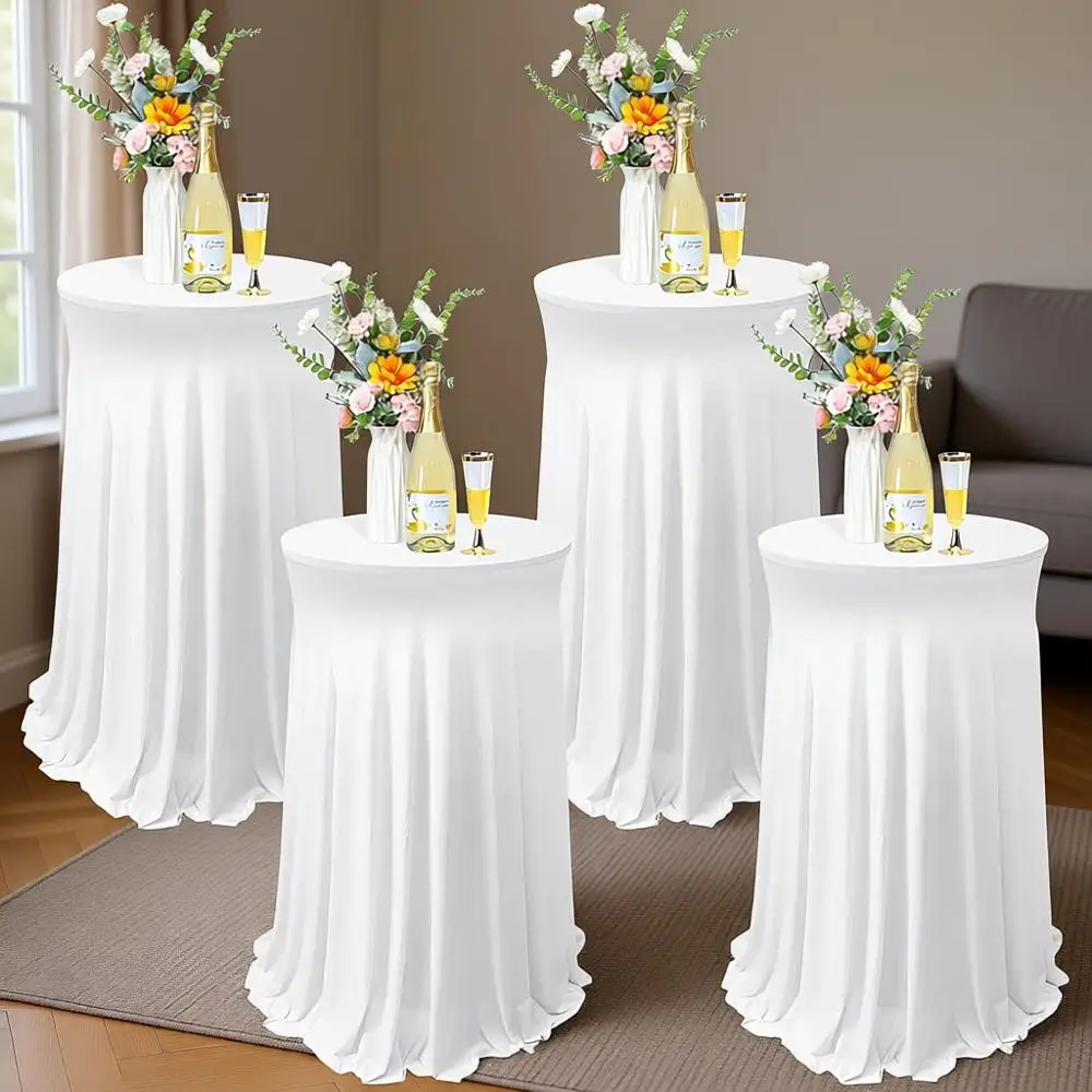 

Круглые скатерти для коктейльных столов с оборкой, 32 x 43 дюйма, белые, эластичные, квадратные, для свадеб и вечеринок