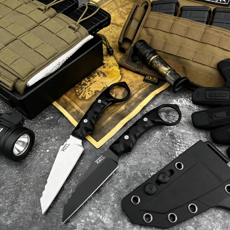 

T.Kell Tail Ring Straight Knife 7Cr13Mov Blade Nylon Fiber Handle High Hardness Sharp Outdoor Camping Portable Knife Fruit Knife