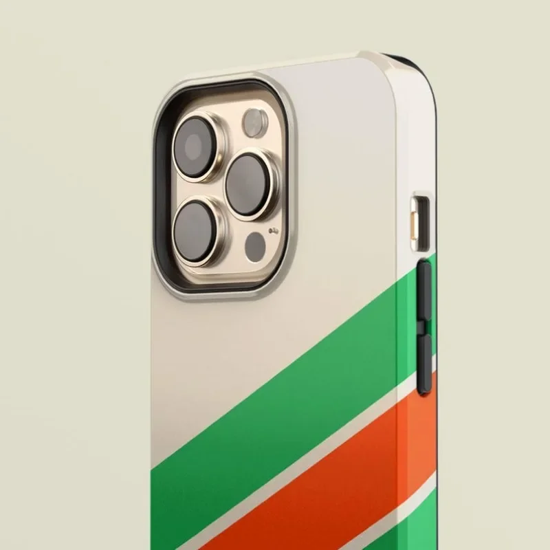 Diagonally Striped Green Orange Case Case For IPHONE 16ProMax 15 14 13 12 11 PRO Plus Acrylic TPU Two in one Magnetic Phone Case