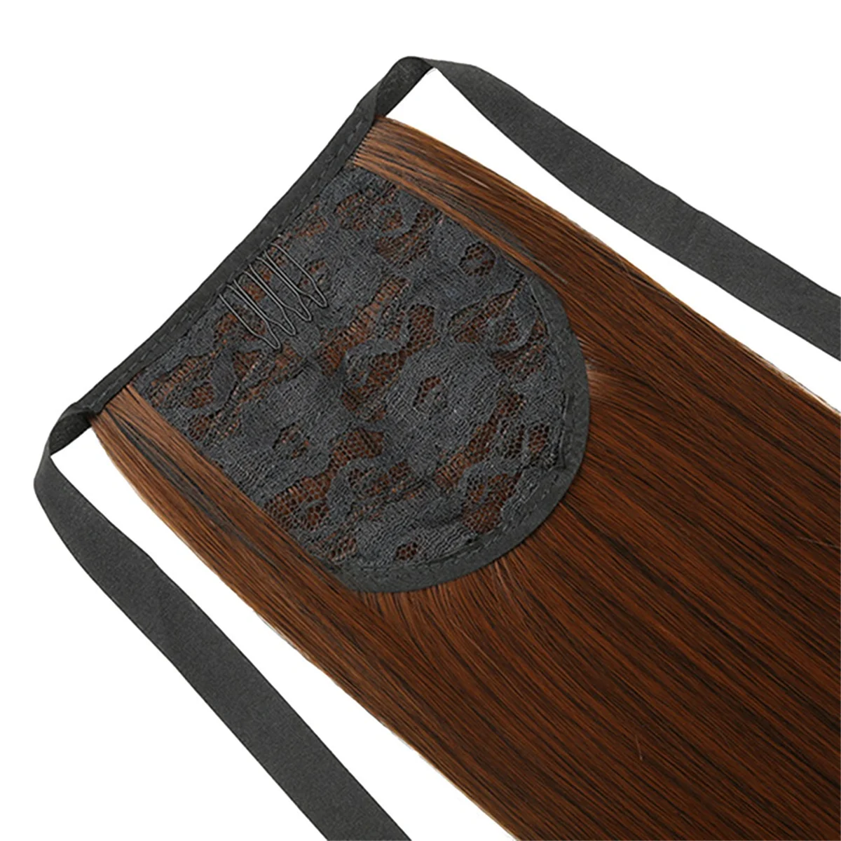 ABGN 58 cm femmes cheveux longs bouclés cravate perruque queue de cheval poire fleur Style grande perruque ondulée réaliste cheveux longs bouclés queue de cheval A