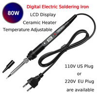 80W Digital Electric Soldering Iron 908S Temperature Adjustable 220V 110V LCD Display Ceramic Heater Welding Repair Tool Kit