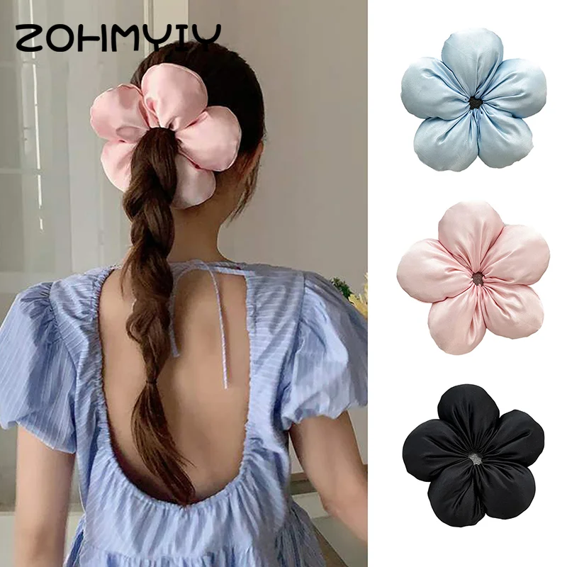 Exaggerated Oversized Flower Scrunches Headdress For Women Girls Trendy Elastic Hair Band Sweet Versatile Hair Accessories Gifts