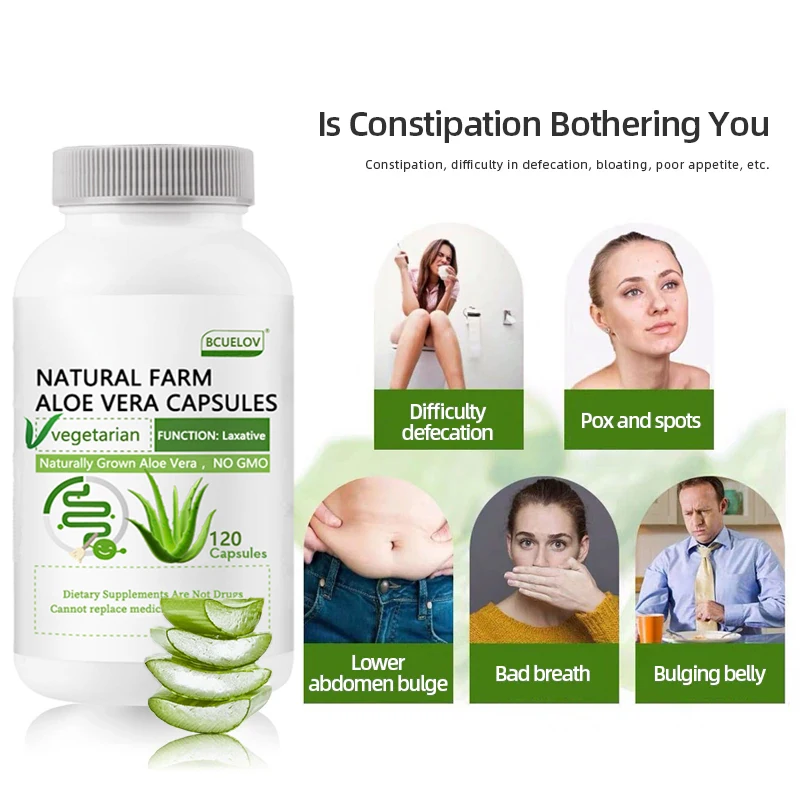 Natural Farm Aloe Vera Capsules - Relieve Body Constipation, Help Balance Stomach Acid, Support Gastrointestinal Comfort