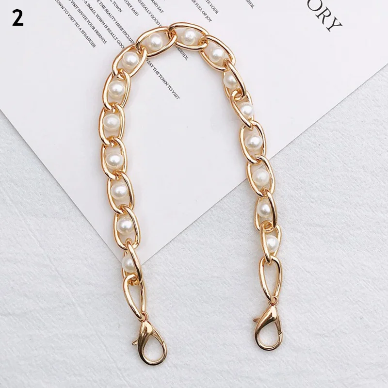 Vintage PU Leather+Metal Chain Strap For Handbag Women Fashion Wrist Strap Phone Lanyard DIY Replacement Purse Handles Bag Part