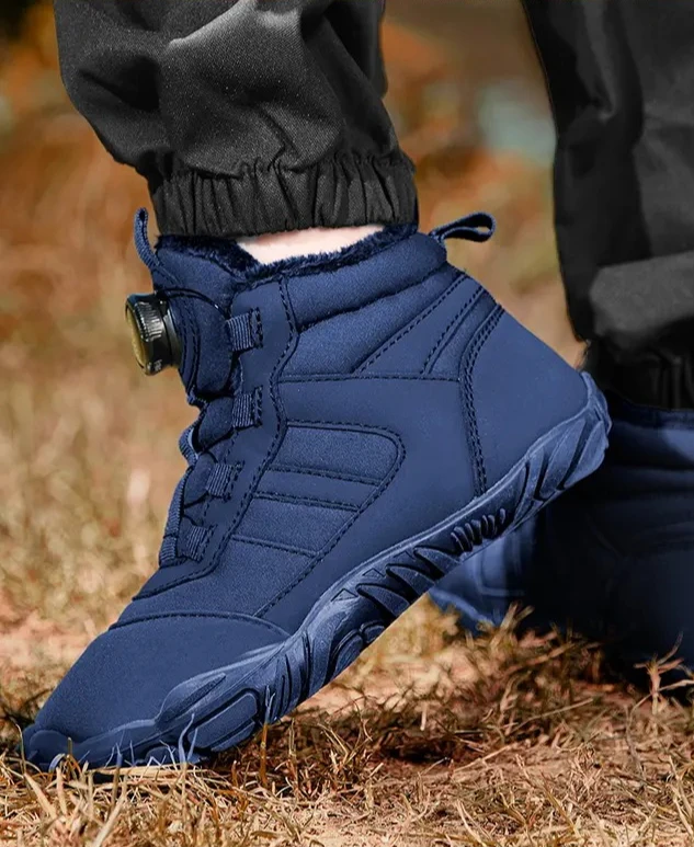 أحذية شتوية دافئة ومضادة للانزلاق للكاحل مع أزرار دوارة وأحذية ثلج للوالدين والطفل وأحذية رياضية قطنية للنساء