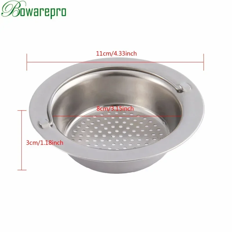 bowarepr Hand-held Shower Drain Hole Filter Trap Metal Stainless Steel Kitchen Sink Strainer with Large Wide 11/9cm Shower Drain