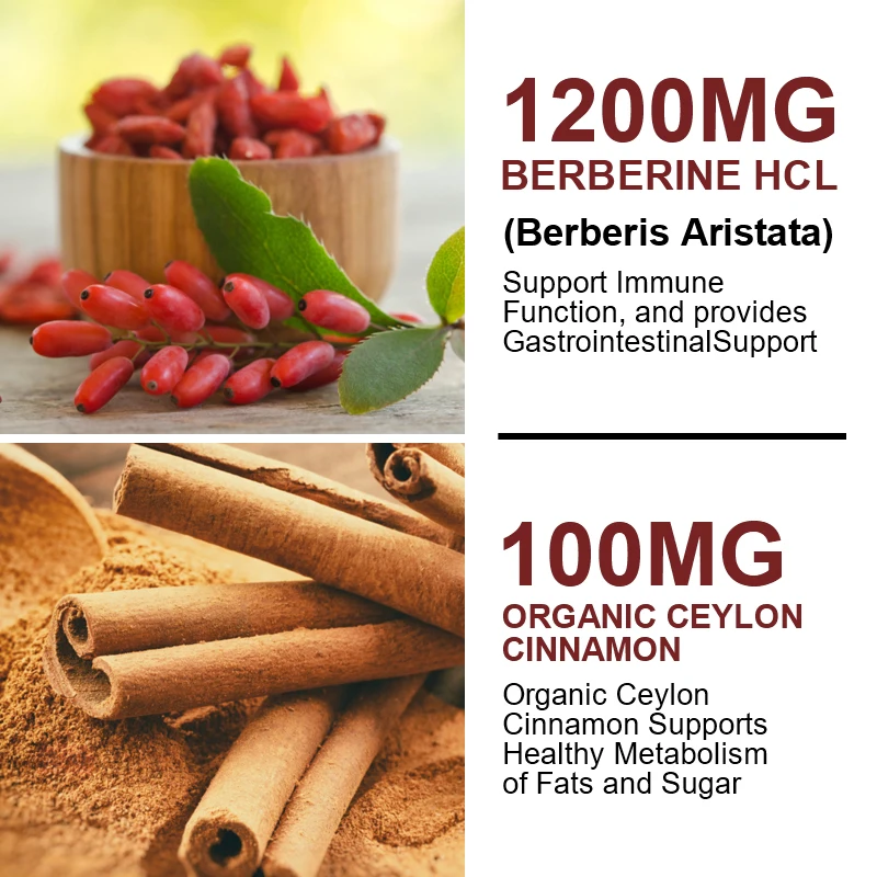 Berberine with Ceylon Cinnamon Capsule Antioxidant Supports Immune System, Cardiovascular & Gastrointestinal Function