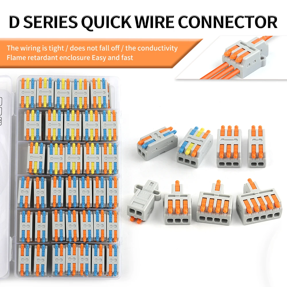 

25/54/72PCS Mini Lever Cable Connector Quick Wiring Splitter Universal Compact Push-in Type Terminal Block With Fixing Hole 250V
