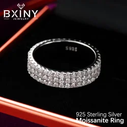 BXINY 3-Row 1.5mm Moissanite Eternity Ring S925 Silver GRA Certified Lab Diamond For Women Men Party Wedding Bands Gifts Jewelry