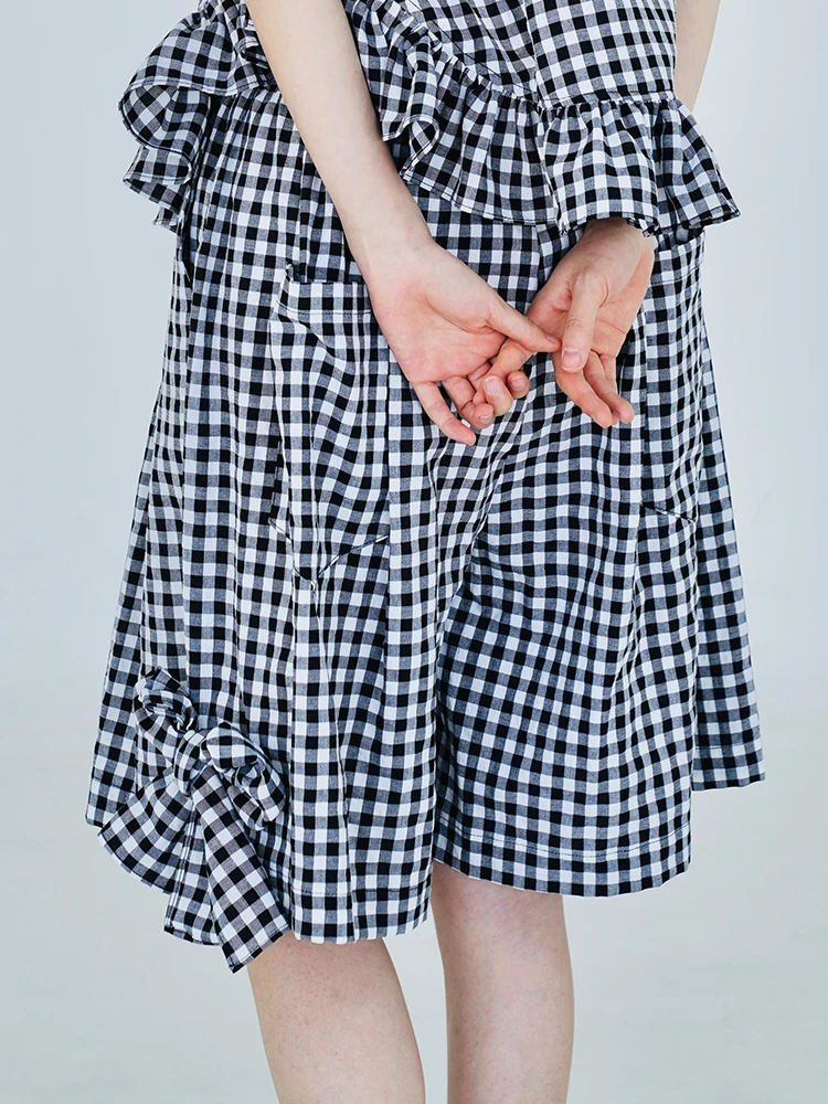 imakokoni original casual loose plaid shorts all-match bow five-point pants summer women's clothing 223664