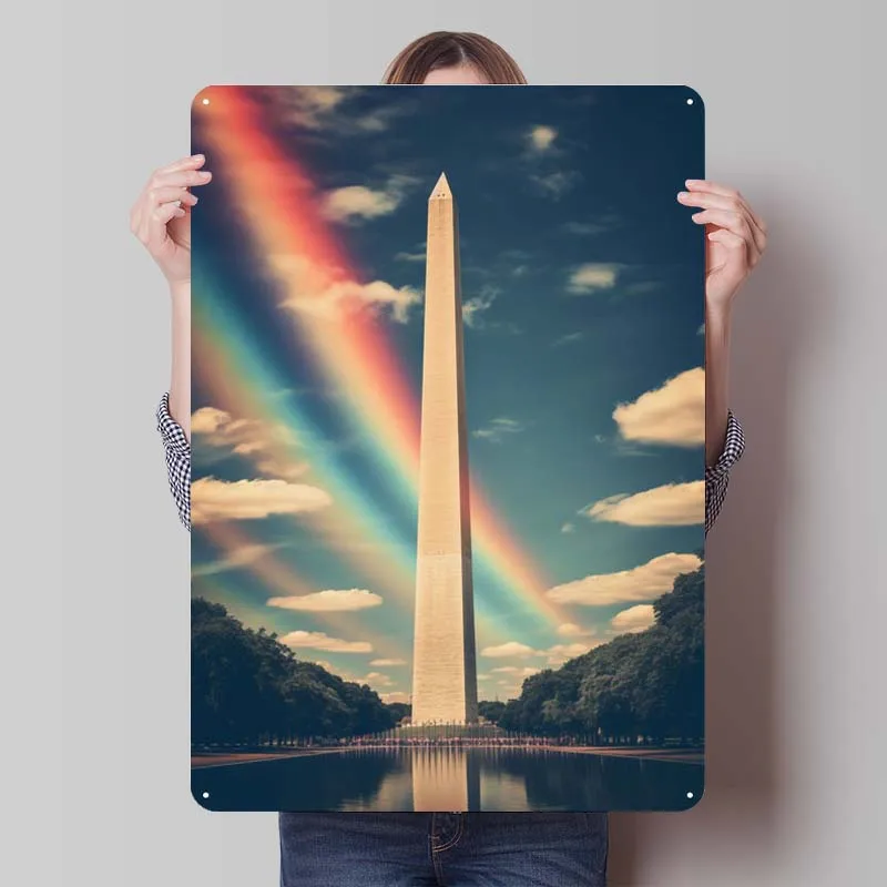 A Washington Monument Metal Poster Wall Decoration Vintage Metal Tin Signs for Bar Garage Coffee Bar Wall Decoration House Decor