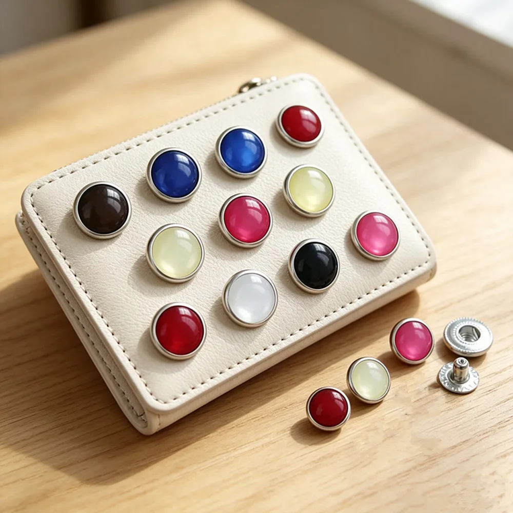 50sets/lot Resin Snap Button Bodysuit Popper Children\'s Clothing Leather Bag Button,diy Sewing Resin Bread, Pearl Copper, 12mm