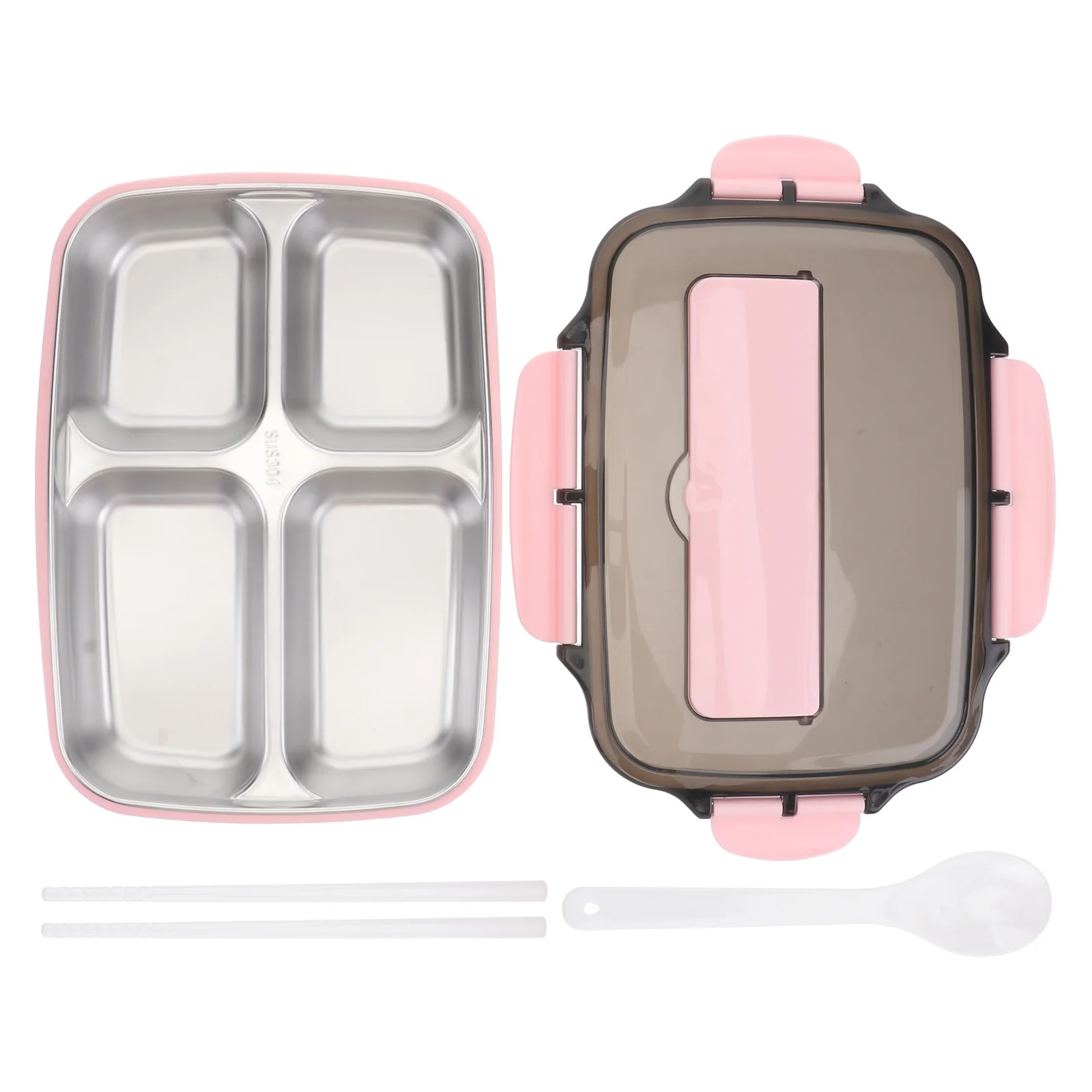 

4 Grids 304 Stainless Steel Insulated Lunch Box Pp Cover Leak Proof Thermal Food Container For Soup Hot Meals Storage