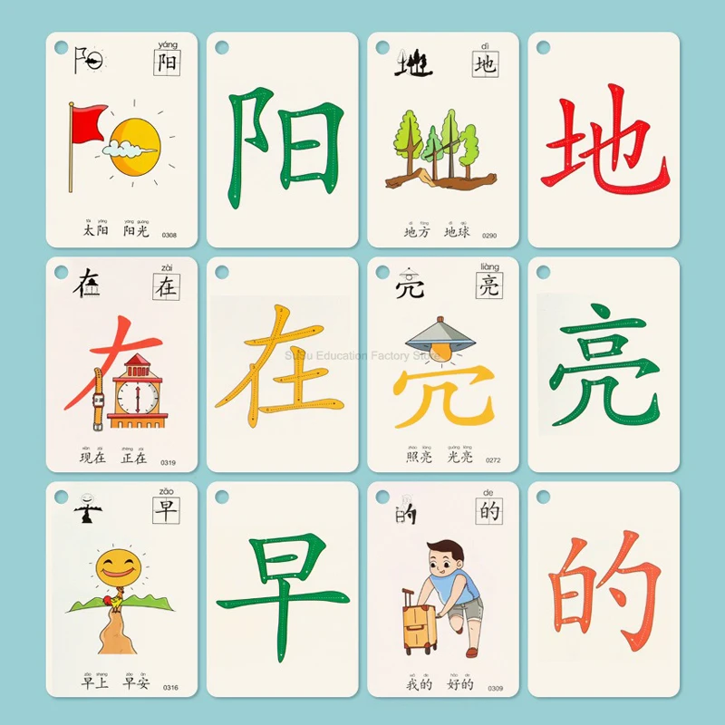 Chinese Pinyin Card 250 words Characters Picture Enlightenment Double Literacy Card Children's Kindergarten Learning Hanzi