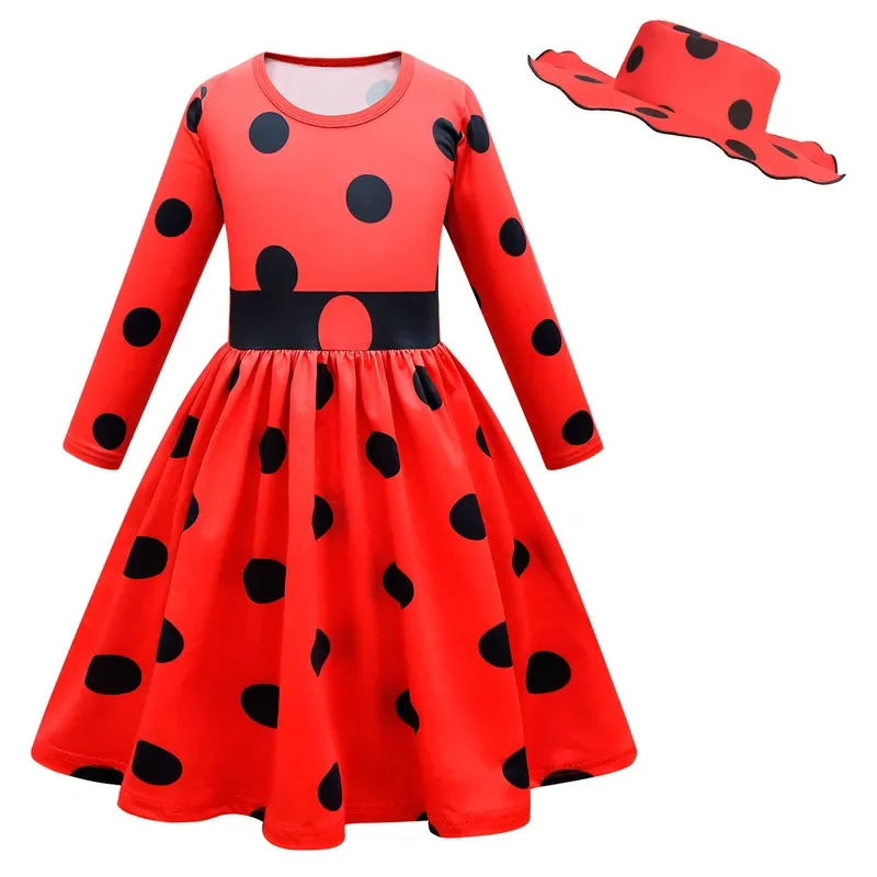 Coccinella cosplay ragazza costume di Halloween pois dress bag Carnival birthday party outfit cartoon gift stage abbigliamento per bambini