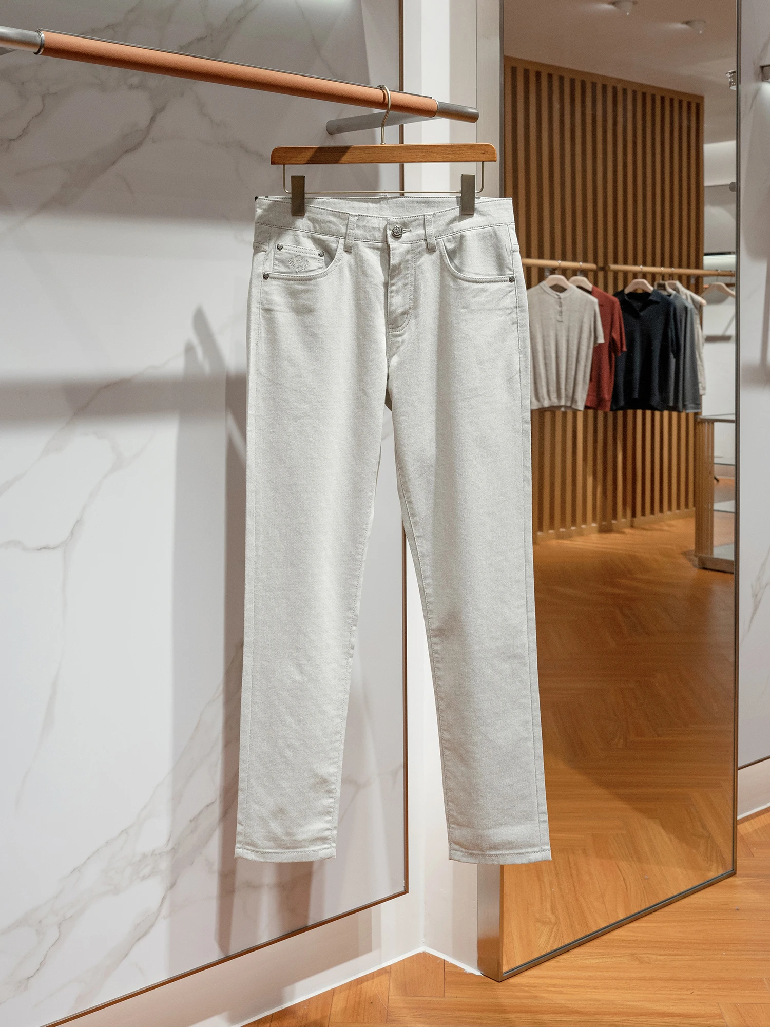 

Классические винтажные джинсы прямого кроя, облегающие, легкие, весенне-летние, повседневные, мужские, из высокоэластичного хлопкового денима