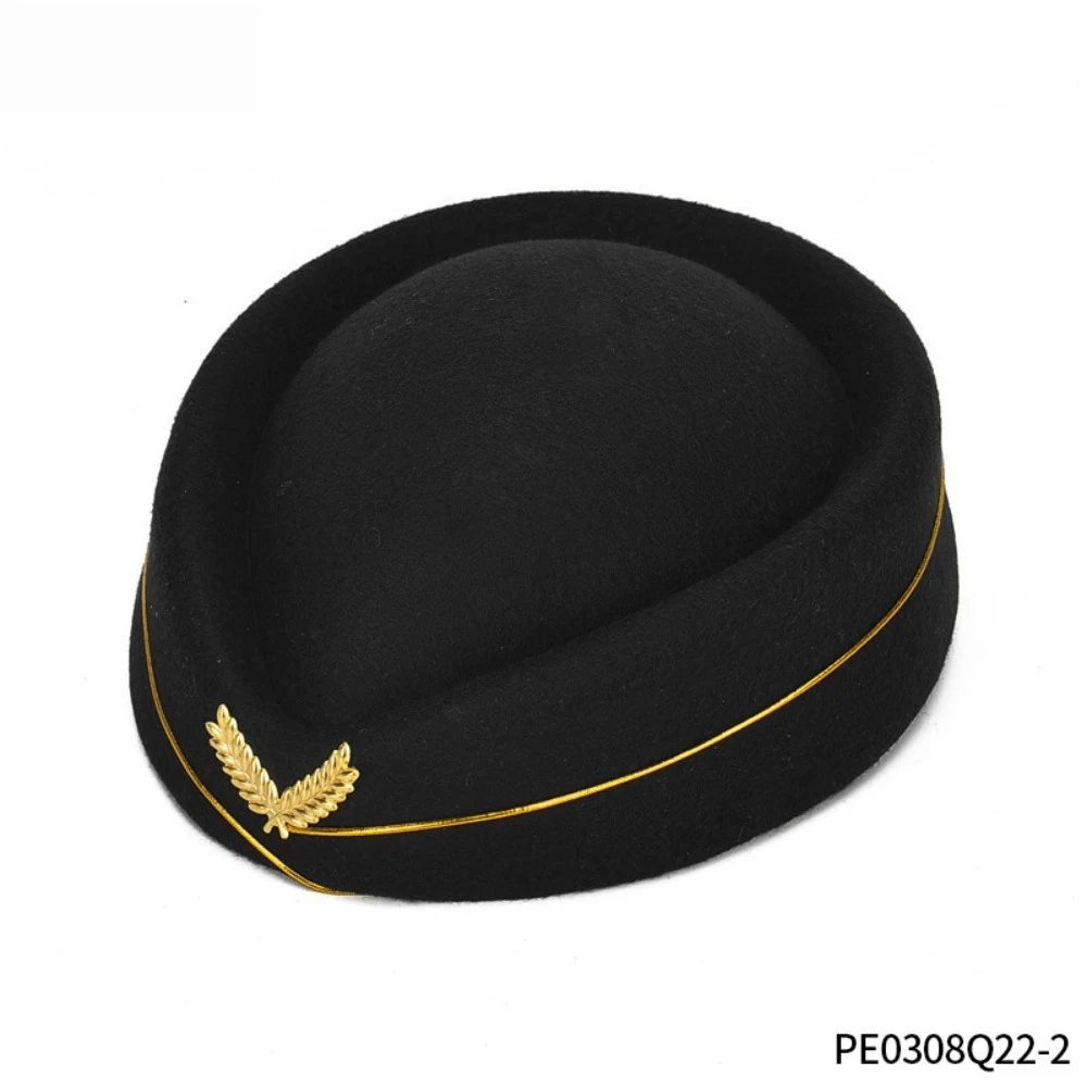 مجموعة أزياء المضيفة السوداء من PESENAR، قبعة شارة، بروش طائرة، قفازات بيضاء وشاح، زي أنيق للعب الأدوار #5