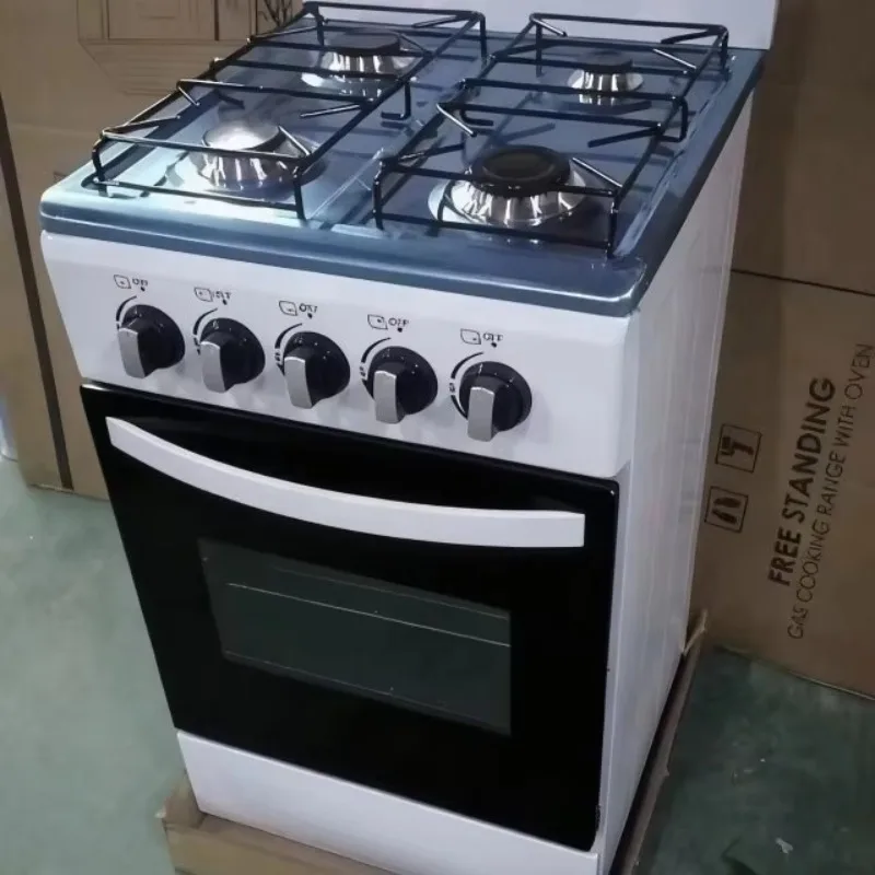 Gas Oven with Integrated Upright Liquefied Petroleum Gas Tank and 4 Burners Enamel Material Independent Burner