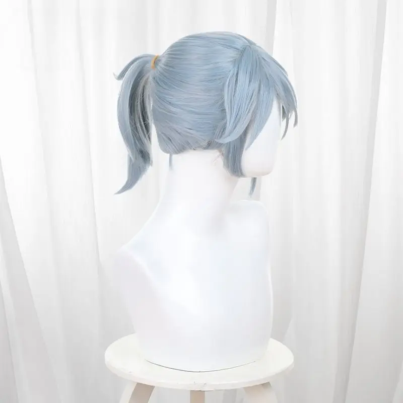 La quinta persona prisionero Luca invierno cigarra azul claro cola de caballo pequeña Cosplay Anime peluca