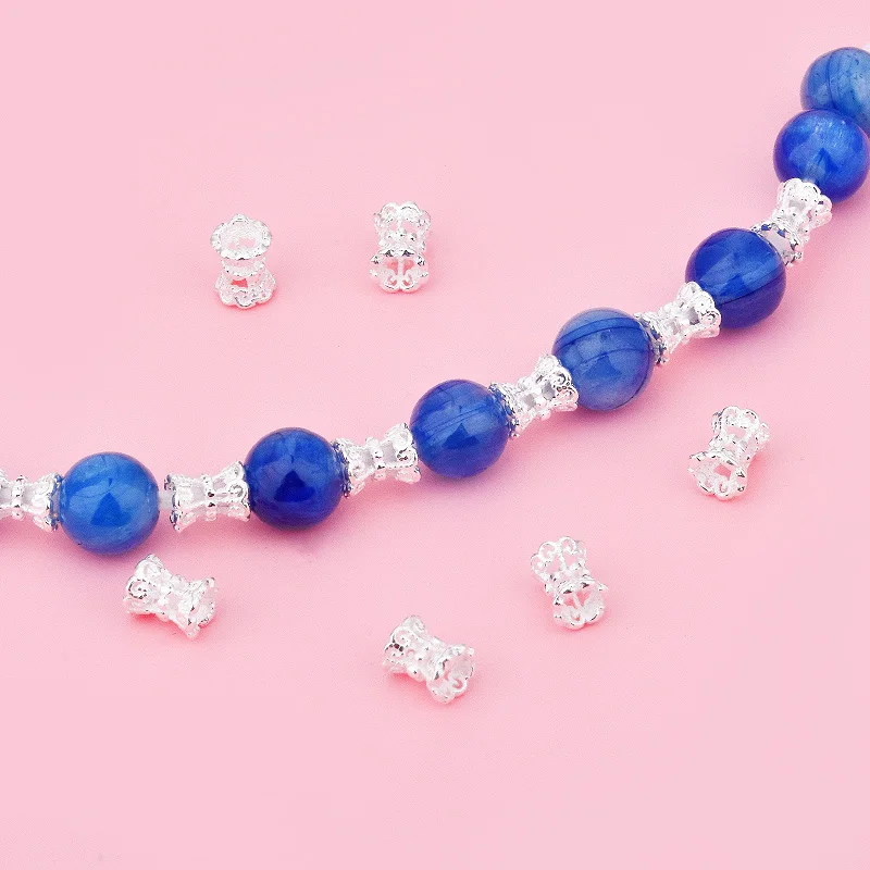 S925 Sterling silver bucket Bead holder Handmade diy beaded pearl necklace Crystal bracelet accessory Silver jewelry