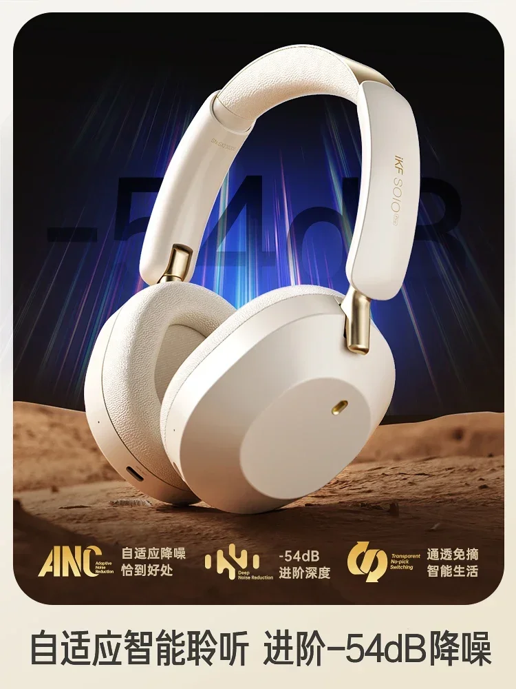 iKF Solo pro Active Noise Headset Cancelling ENC Bluetooth Wireless Spatial Audio Headphone140H Playtime Earphone Over Gaming