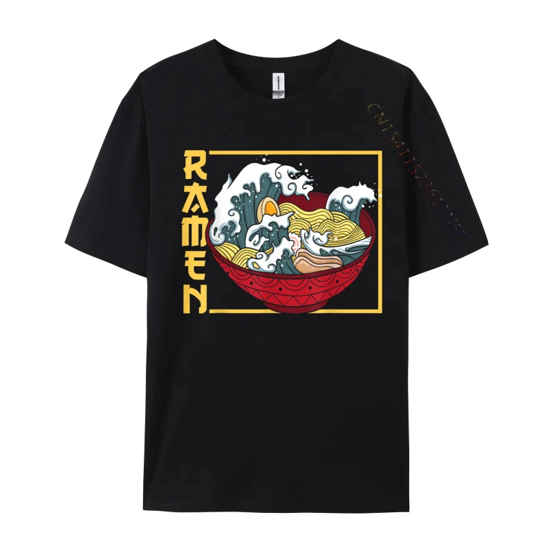 The Great Wave Off Kanagawa Ramen Eater Japanese Noodle Soup Casual Normal Tops Tees Cotton Fabric Men's Tshirts Normal