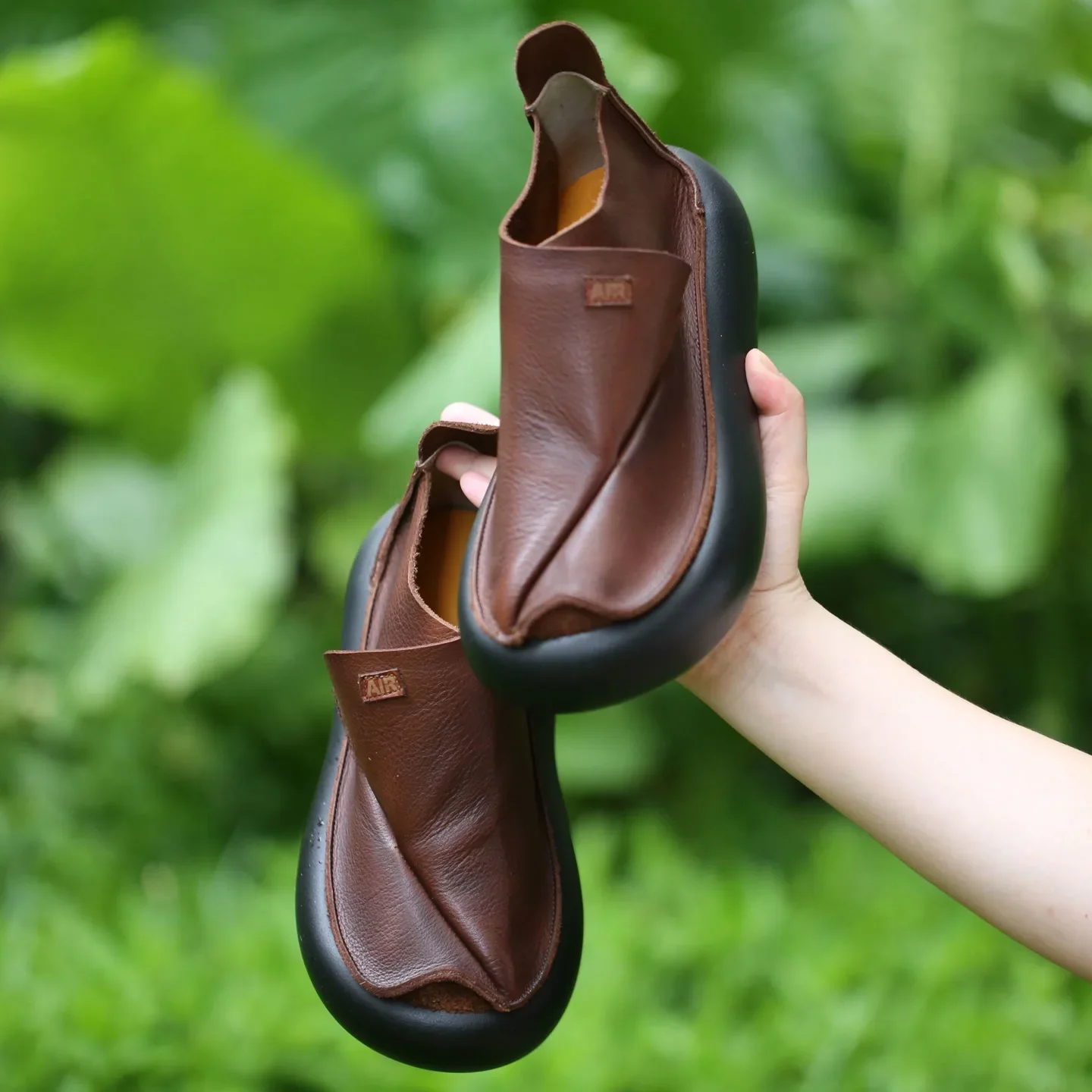 Birkuir Fashion Thick Heel Women Ankle Boots Flat Platform Pleated Shoes Luxury Genuine Leather 4.5cm Hook Loop Casual Shoes