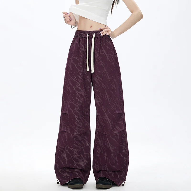 Pantalon polyvalent coupe-vent et respirant pour femmes, Sports de plein air et loisirs, à la mode, toutes saisons, teinture par nouage, jambes larges