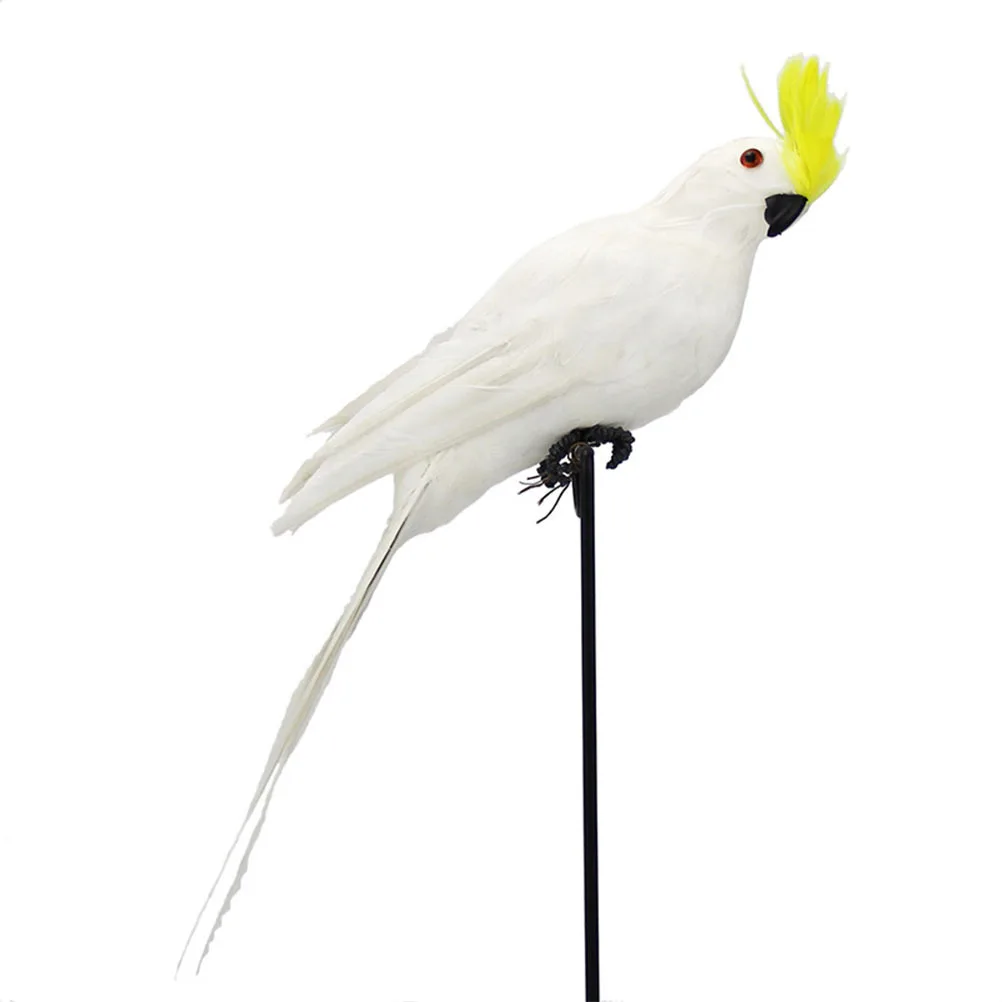

Artificial Parrot Simulated Parrot Ornament 35cm White Yellow Decor for Lawn Garden Indoor Outdoor Decoration