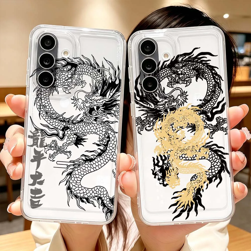 Chinese Dragon Pattern Phone Case For Samsung Galaxy A71 A57 A56 A55 A54 A53 A51 A17 A16 A07 A06 A05 Transparent Cover
