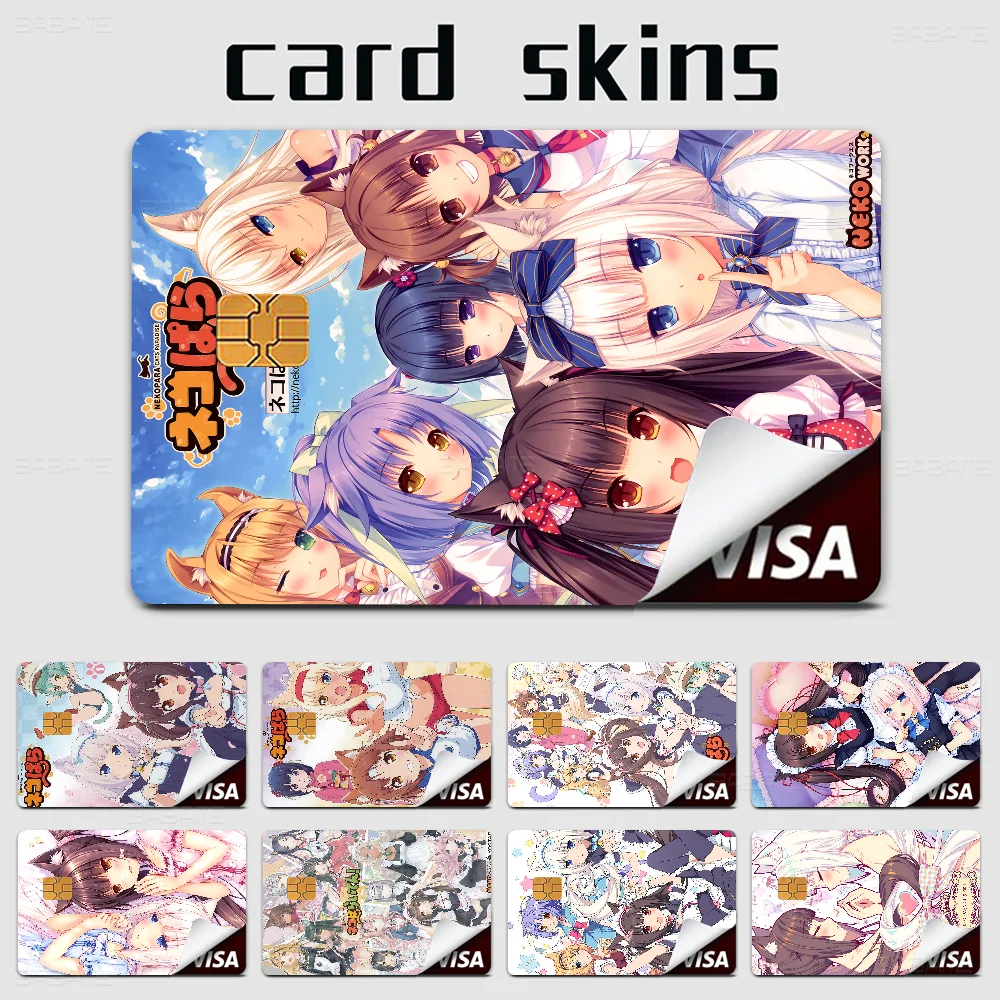 Nekopara Neko Para Chocola Vanilla Game Film Cover Sticker Case For Small Chip Credit Debit Card Front Side