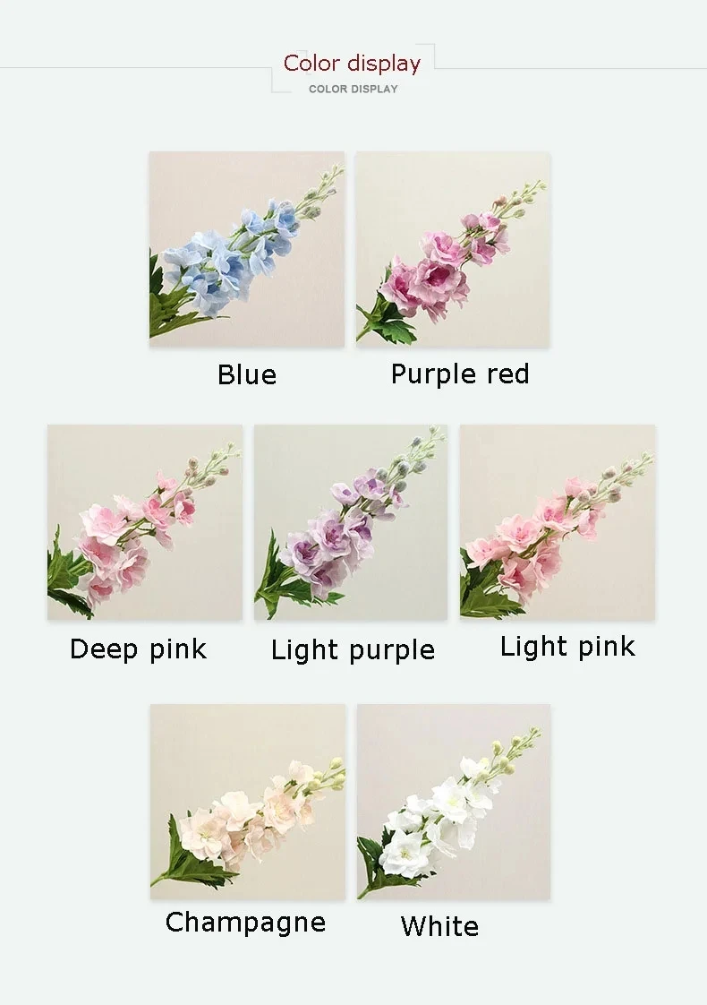 5 Stück feuchtigkeitsspendende, naturgetreue Delphinium-Kunstblumen zur Dekoration für Hochzeiten, Partys, luxuriöse Heimdekoration, künstliche Hyazinthenblumen – Detail 4