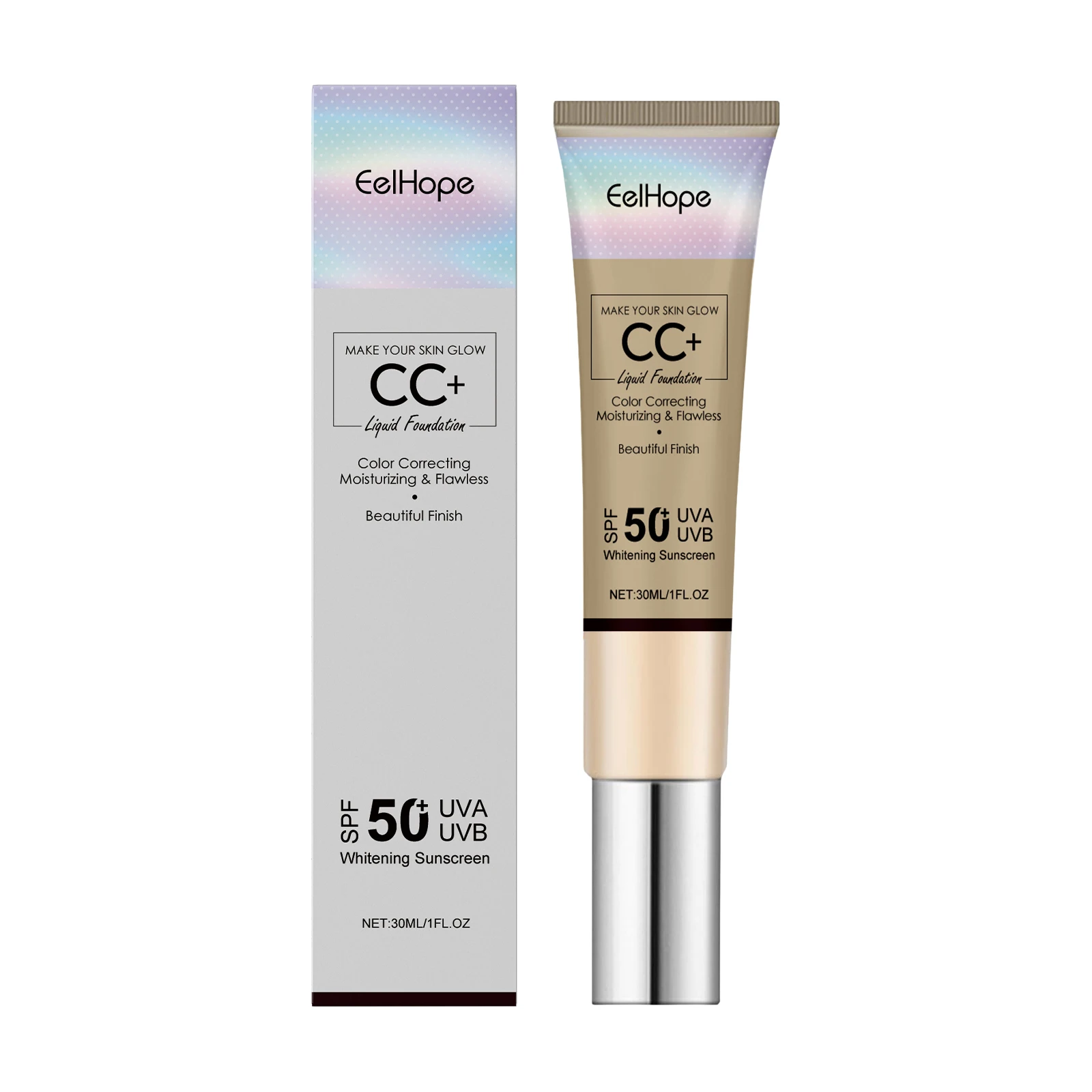 Sunscreen Liquid Foundation Concealer Waterproof Sweat-Resistant Makeup Moisturizing Long Lasting Soft CC Cream Brightens Skin