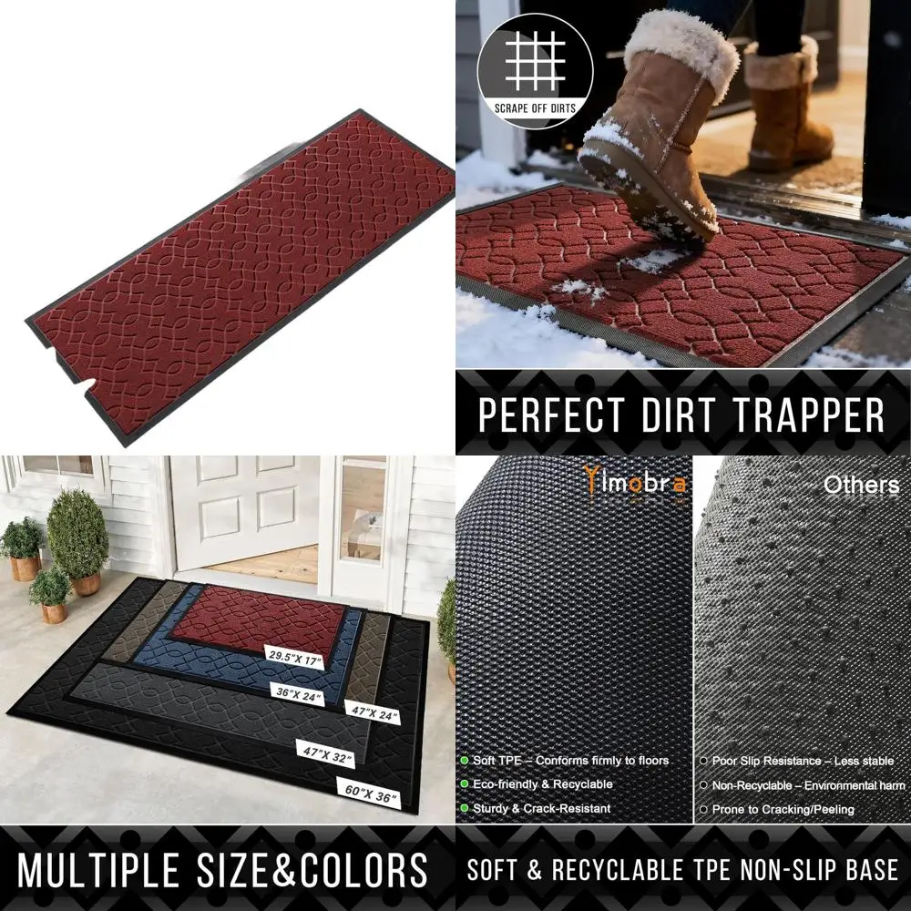 

Всесезонный водонепроницаемый коврик для бега на открытом воздухе, 72x24, прочный нескользящий входной коврик, легко чистится, красный