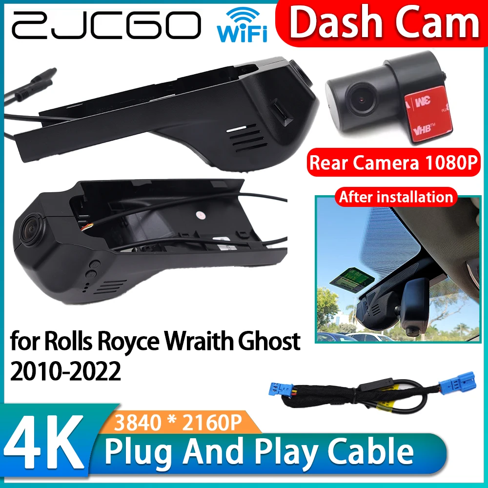 

ZJCGO for Rolls Royce Wraith Ghost 2010-2022 4K Plug and Play Wifi DVR Dash Cam Front Rear Camera Night Vision Video Recorder