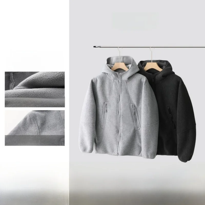 

Thiened Double-Sided Fce 3D Cut Winter Outdoor Windproof Warm ex Couple Sle Hooded Jaet Stand Fit Long Sve...