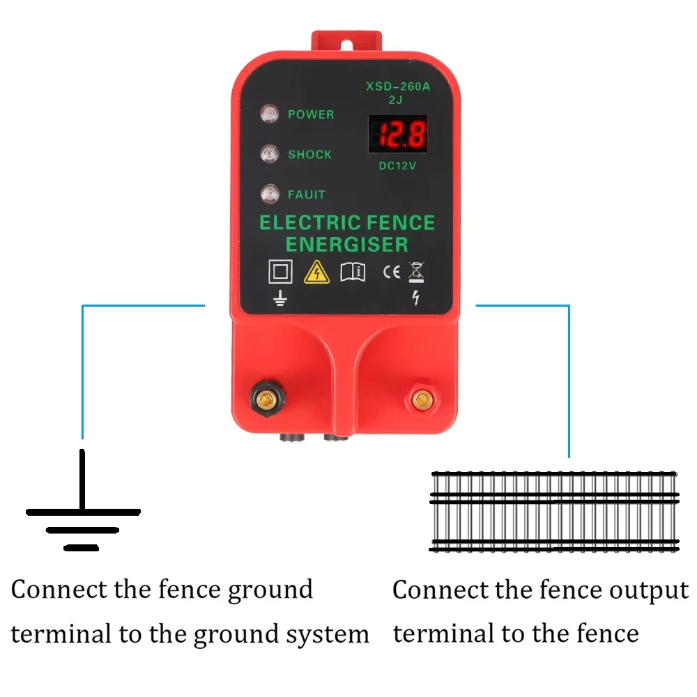 

Voltage Display Electric Fence Energizer LCD 10KM Waterproof High-decibel Alarm Livestock High Voltage Pulse Controller