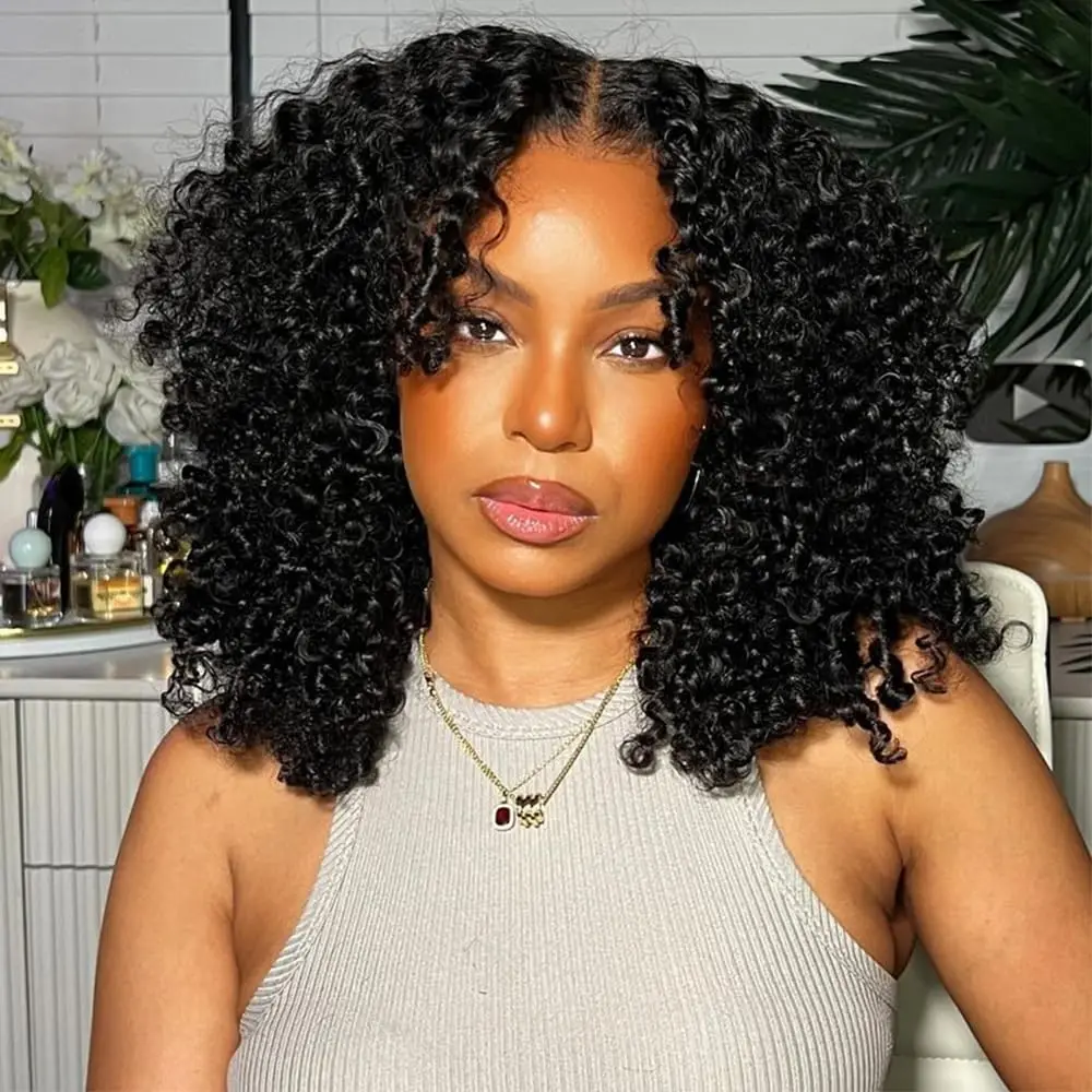 

Bob Curly Wig Human Hair 13x4 Lace Front Wigs 200 Density Glueless Wig Human Hair Pre Plucked with Baby Hair Wig for Black Women
