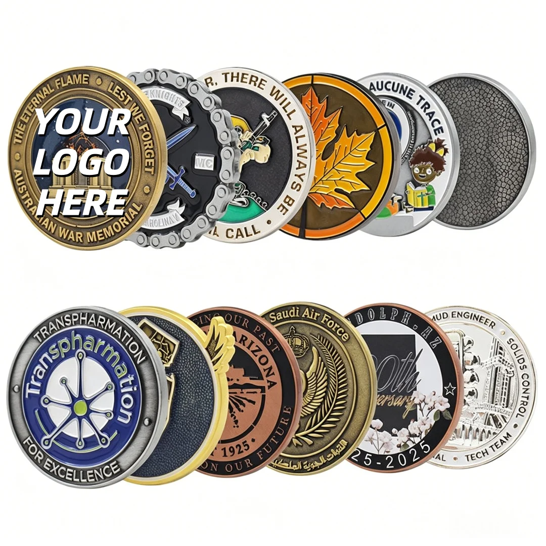 

Custom Design Painted Die Cut Anime Circle Star Heart Oval Rectangular Welding Metal Crafts Custom Challenge Coin for Awards