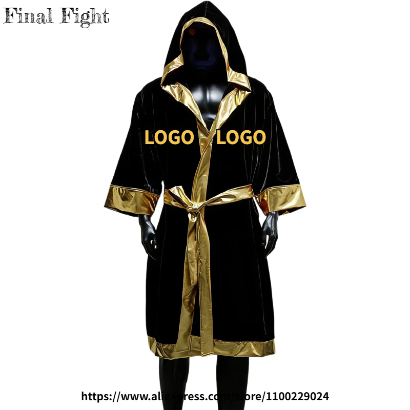 

Custom Made Boxing Robe with Hood Personalized Boxing Robe Custom Color Size Logo Printing Gown for Muay Thai Boxing Competition