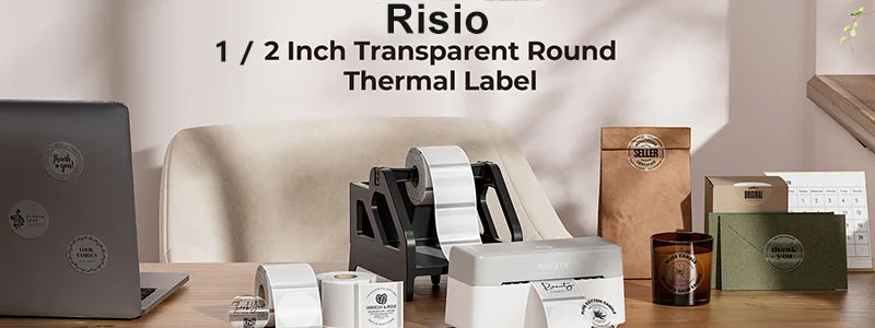 Transparente runde rechteckige Thermo-Etikettenrolle, selbstklebendes Aufkleberpapier, langlebig, bedruckbar, Dankeskarte, Preis, Barcode-Tag, M110 M220 – Detail 2