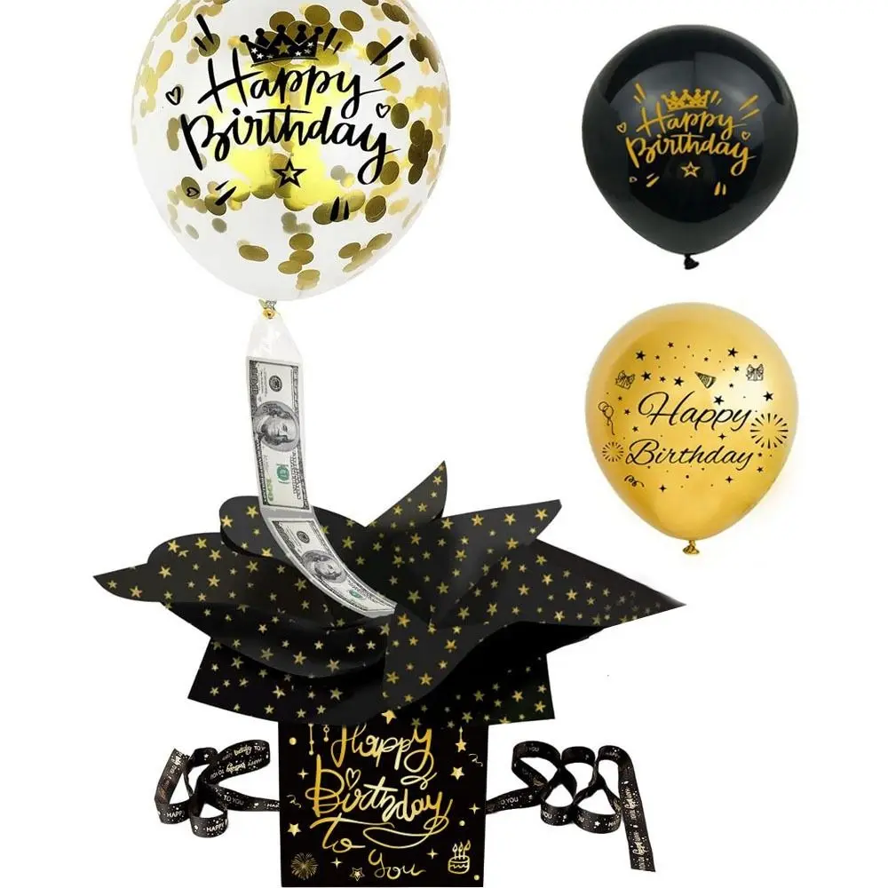 Cash Gift Pull Money Gift Boxes Balloon Money Box for Cash with Pull Out Happy Birthday Day Card for Friend Lover Parents