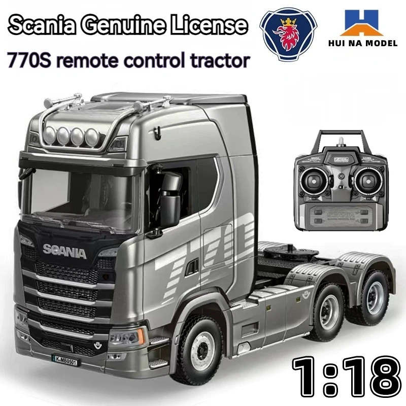 

Huana Scania 770s 1:18 Scale Alloy RC Tractor Model Full Proportional Throttle 4WD 19 Channel Remote Control Car Toy for Kids