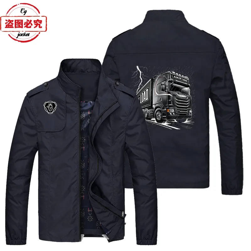 

Азиатский размер, сверхмощная куртка с логотипом грузовика, мужская куртка Scania, верхняя одежда с воротником-стойкой на молнии, рабочая одежда, куртка, командная форма, спецодежда
