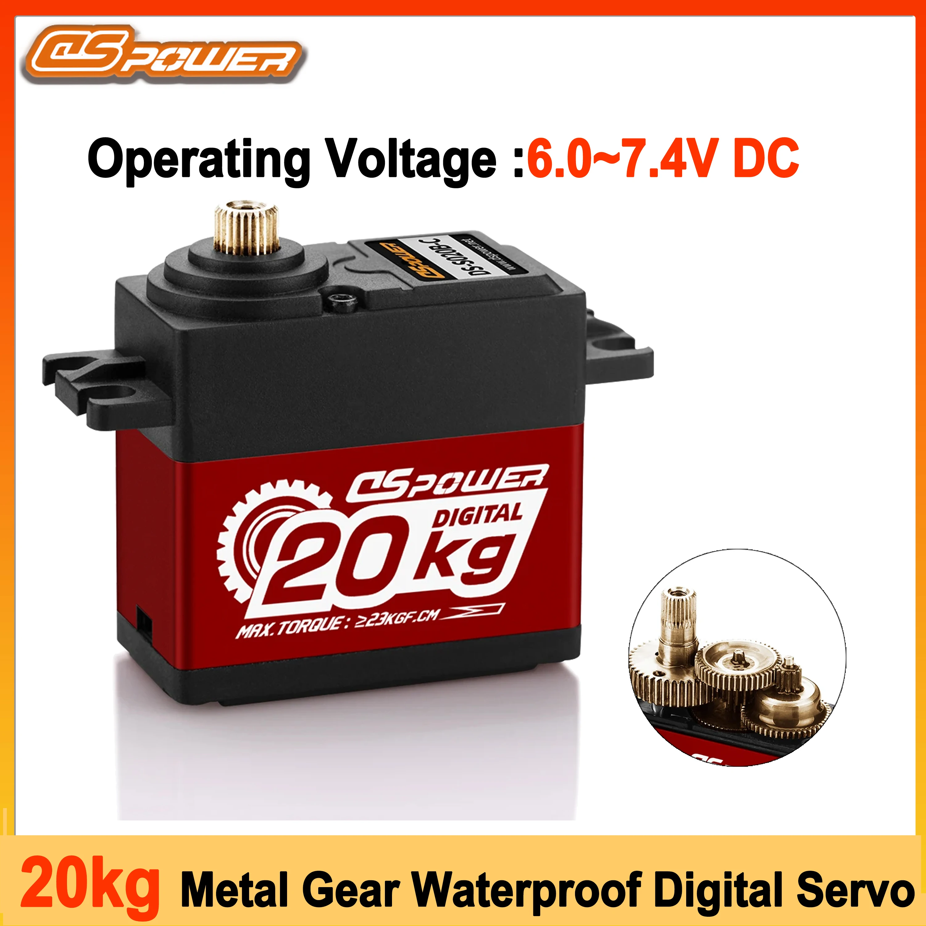 DSpower 20KG Metal Gear Wodoodporne Serwo Cyfrowe do Samochodów RC 1/8 1/10, Crawlerów, Robotów, Samolotów, Dronów, Łodzi, Samolotów Stałopłatowych, Akcesoria do Zabawek