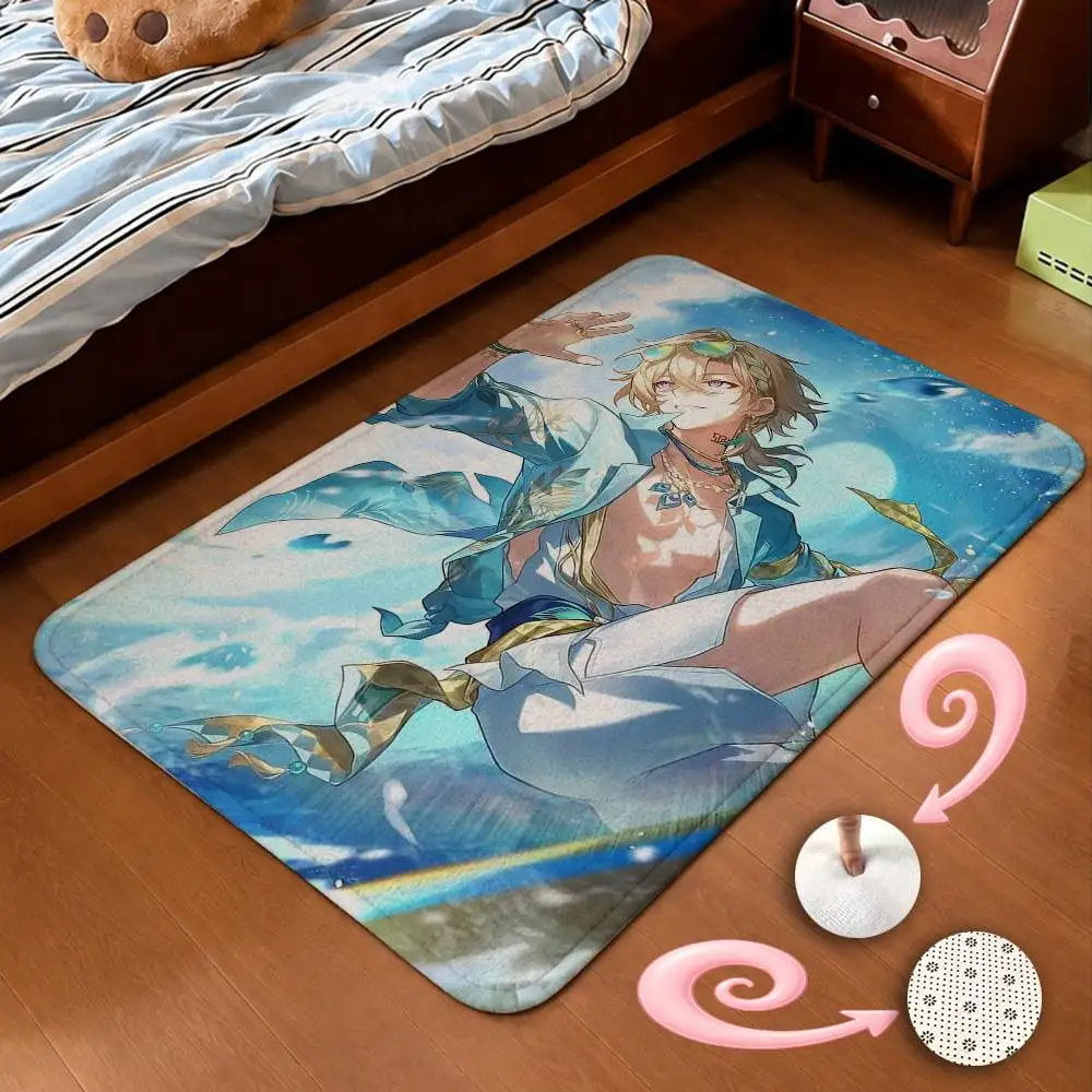 A-Aventurine Waveflair Game HSR Short Plush Non-Slip Floor Mat, Easy to Clean, for Bathroom Door & Bedroom Door